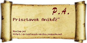 Prisztavok Anikó névjegykártya